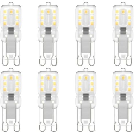 VURAHOME -Lot de 8 ampoules LED G9, G9 LED 220V Blanc naturel 5500K 3W équivalent halogène 30W [Classe énergétique E]