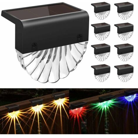 VURAHOME - Lot de 8 lampes solaires d'extérieur étanches pour terrasse, clôture, escalier, allée, poteau, porche, allée, jardin, blanc chaud/LED