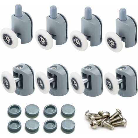 VURAHOME - Lot de 8 Roulette Porte Douche Coulissante 23mm Galet Porte Rouleau Roulette Roue pour Cabine Salle de Bain