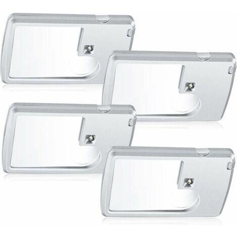 VURAHOME - Loupe De Poche Avec Lumière 4 Pièces Loupe De Voyage De Type Carte De Verres 3X 6X Led Mini Loupe De Carte De Crédit Avec Lumière Lentille Grossissante