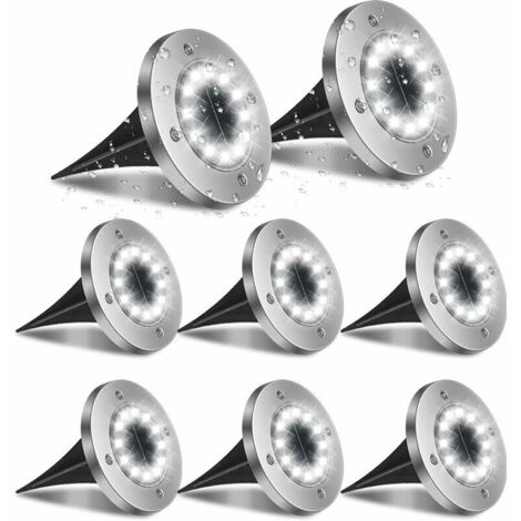 VURAHOME -Lumière Solaire Extérieur, 8pack 12LED Luminaire Jardin Au Sol Eclairage 6000K Etanche IP65 Lampe Solaire Spot Encastrable Pour Chemin Terrasse Cour Souterraine