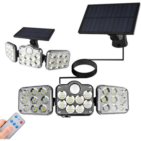VURAHOME - Lumière Solaire Extérieure, avec Détecteur de Mouvement 138 LED, Projecteur LED Spot Mural avec télécommande 1.8W