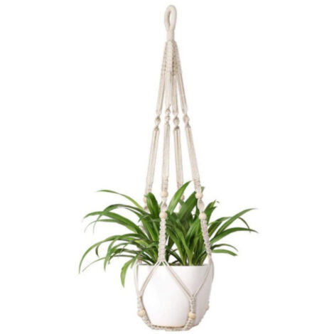 VURAHOME - Macramé Pot Suspendu Indoor Suspension Plante Panier Pot de Fleur Corde de Coton avec Perles Pas de Glands