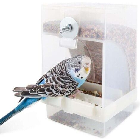 VURAHOME - Mangeoire à Oiseaux Transparent Station d'alimentation Automatique pour Oiseaux Peut être Suspendue 16 x 10 x 9,5 cm Grande Capacité Peut Stocker Suffisamment de Nourriture Pendant 15 Jours