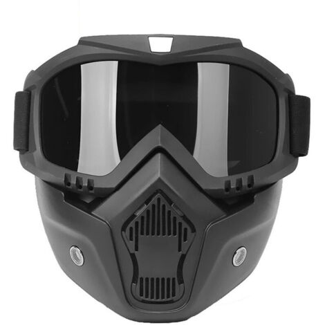 VURAHOME - Masque facial de moto Lunettes haute définition avec filtre buccal pour casque ouvert Protecteur de visage pour les yeux de motocross