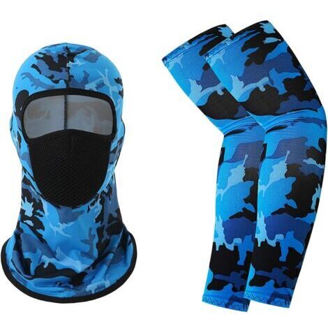 VURAHOME - Masque facial d'équitation cagoule - Cache-cou refroidissant protecteur UV avec manches de couverture de bras en soie glacée pour hommes/femmes