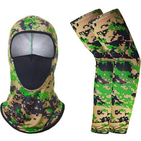 VURAHOME - Masque facial d'équitation cagoule - Cache-cou refroidissant protecteur UV avec manches de couverture de bras en soie glacée pour hommes/femmes