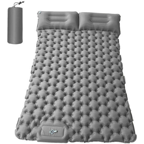 VURAHOME - Matelas de camping pour 2 personnes avec oreiller pneumatique Matelas pneumatique portable Matelas de couchage imperméable pour sac à dos,Argent,