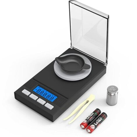 VURAHOME - Mini balance numérique multifonction haute précision, balance de cuisine numérique avec affichage à LED Échelle milligramme 50 x 0,001g，Échelle de bijoux d'équilibre de carat d'or