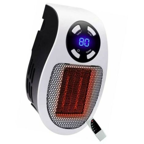 VURAHOME -Mini - chauffe - air de 500 Watts, chauffe - espace portatif économique avec thermostat et minuteur pour Bureau, chambre à coucher, Salon - (blanc - avec télécommande)