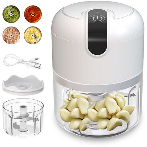 VURAHOME - Mini Hachoir à Ail électrique Hachoir à Aliments Sans Fil avec Chargement USB Hachoir de Robot Culinaire Portable pour Viande d'Oignon au Gingembre et au Chili (250 ml)