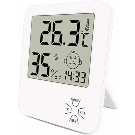VURAHOME -  Mini Thermomètre Hygromètre Intérieur Numérique à Haute Précision thermomètre Maison avec Support Pliant Et Réveil pour Indicateur du Niveau de Confort du Maison Bureau Cuisine Jardin etc 