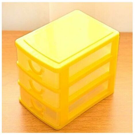 VURAHOME - Mini Tiroir Boîte Plastique Boîte Multicouche Tri Rangement Coffre À Jouets Avec Boîtes De Rangement De Bureau Transparents, Trois-Couche Jaune