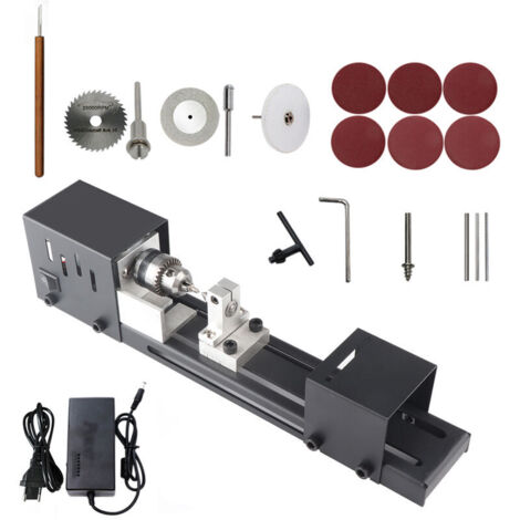 VURAHOME - Mini-Tour Perles Polisseuse Machine Artisanat Travail Du Bois Bricolage Rotary Ensemble D'Outils Standard Broyage Set Eu Plug