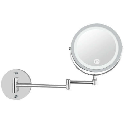 VURAHOME - Miroir De Maquillage Mural Éclairé Par Led Miroir De Vanité De Salle De Bain Pivotant Double Face Extensible