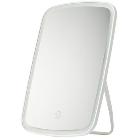 VURAHOME - Miroir Maquillage Lumineux de Voyage avec Miroir Grossissant x10 et 3 Réglages D’éclairage - Miroir Cosmétique de Table LED, Dimmable, Écran Tactile -(Blanc)