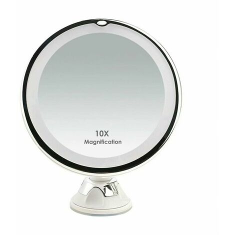 VURAHOME - Miroirs Grossissant x10 Miroir Maquillage Lumineux LED de Voyage avec Ventouse Miroir Grossissant Mural Rotation à 360°Miroir a Poser Idéal pour Rasage et Maquillage