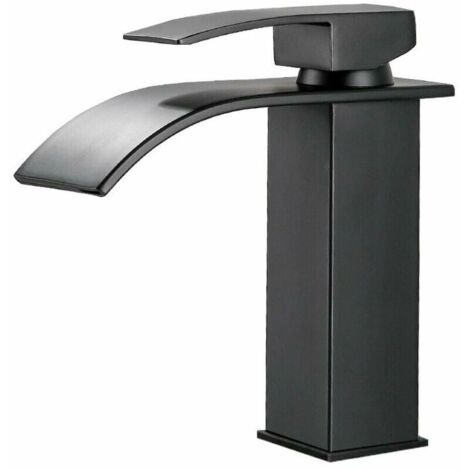 VURAHOME - Mitigeur de lavabo Robinet cascade noir avec bec haut mitigeur lavabo haut monotrou （haut）