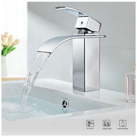 VURAHOME - Mitigeur Lavabo Cascade Monocommand Robinet pour Lavabo et Vasque Salle de Bain Robinetterie Mitigeur Eau et Froide Laiton ChroméLATATTA