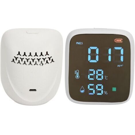 VURAHOME - Moniteur de qualité de l'air intérieur PM2.5, capteur intelligent mini portable, testeur de température et d'humidité avec alarme intégrée,de