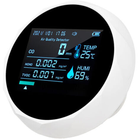 VURAHOME - Moniteur de qualité de l’air multifonction 6 en 1 2CO16TB, détecteur portable de formaldéhyde, testeur professionnel pour intérieur, analyseur CO, TVOC, HCHO, humidité, température, avec da