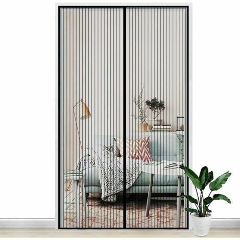 VURAHOME - Moustiquaire Magnétique pour Porte de 120x210CM - Rideau en Maille Anti-Moustique et Anti-Mouche avec Fermeture Automatique par Aimants et Bande Scratch - Installation Sans Perçage pour Por