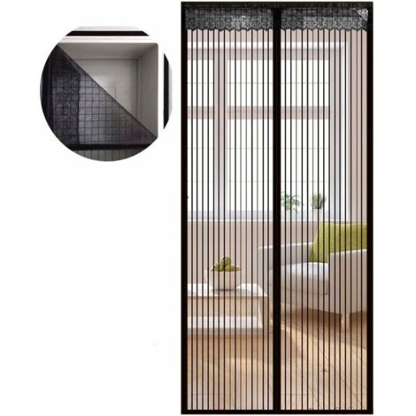 VURAHOME - Moustiquaire porte anti-insectes aimant mouche mouche rideau en treillis Rideau anti-mouches pour porte de balcon salon bande Velcro cadre 100 x 200 CM
