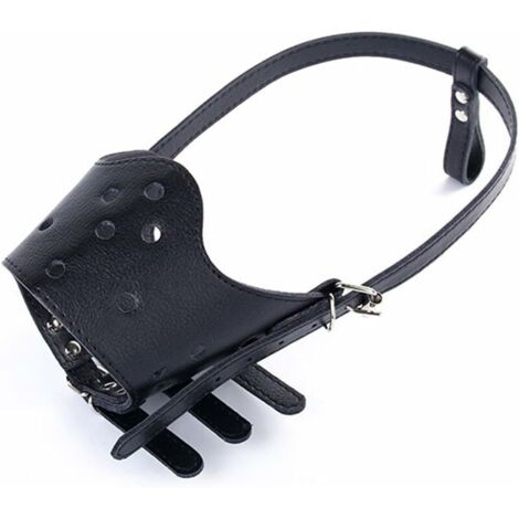 VURAHOME - Muselière Pour Chiens Anti Aboiement Museliere Pour Petit Grand Chien Réglable Museliere Pour Chien En Cuir - Taille Xl-Noir