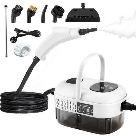 VURAHOME - Nettoyeur Vapeur Portable 2500 W, 1100 Ml Haute Pression Avec 3 Têtes de Brosse - Multifonction Pour Meubles de Cuisine, Salle de Bain, Voiture (Blanc)