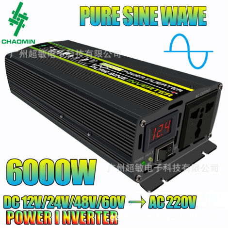 VURAHOME - Onduleur Convertisseur 1000W-DC 12V à AC 220V Onduleur- Prise Utilisation universelle internationale de Courant Alternati-Avec affichage LED-Puissance de Pointe 6000W transformateur de Tens