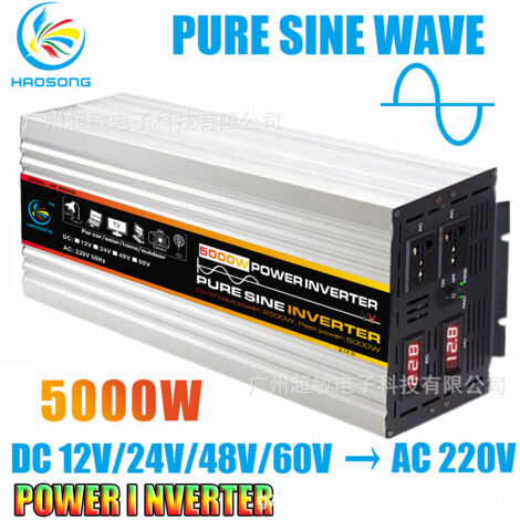 VURAHOME - Onduleur Convertisseur 2500W- Onduleur Convertisseur 12V 220V 230V avec télécommande et Dual AC Prises et écran LCD,pour Voiture, Caravane, Bateau, Camping, Voyage