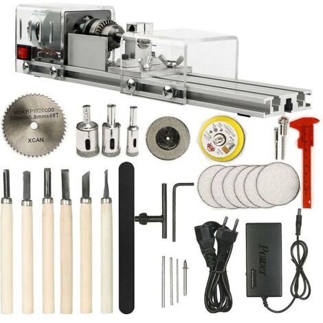 VURAHOME - Ophir mini tour machine-outil bricolage travail du bois tour à bois fraiseuse meulage perles de polissage perceuse ensemble d'outils rotatifs kd020w