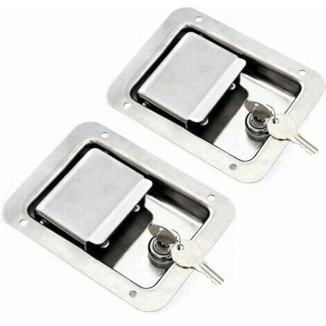 VURAHOME - Pack de 2 loquets à ressort en acier inoxydable – Serrure avec clé – Poignée unique affleurante pour remorque porte RV