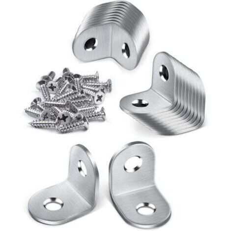 VURAHOME - Pack de de 20 Équerre Métal, XU, 20 × 20 mm Équerre de Fixation, Equerre de Fixation 90 degrés, Equerre Inox avec 40 vis, Petite Equerre Metal pour Fixation de Meubles en bois -