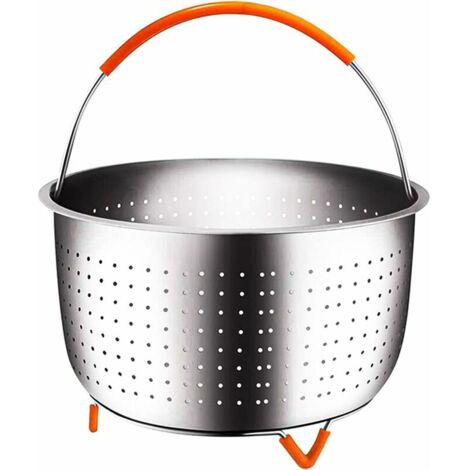 VURAHOME - Panier à Vapeur en Acier Inoxydable, 3L Panier à Vapeur de Légumes, Autocuiseur Panier Vapeur, Panier à Vapeur Instantané, avec Poignée Recouverte Silicone, pour la Cuisson des Légumes et d