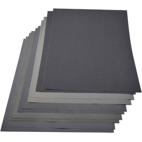 VURAHOME - Papier de verre abrasif, 230 x 280 mm, 2 papiers de verre de chaque type de grain, grains mixtes 800/1000/1200/1500/2000, papier abrasif à sec/humide, papier imperméable, lot de 10