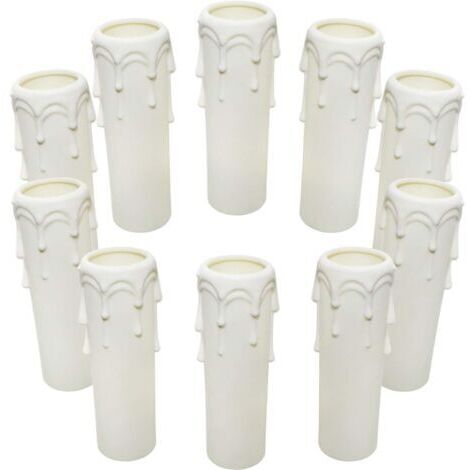 VURAHOME - Paquet de 10 bougies gouttes gouttes en plastique couvre les tubes pour lustre lumière pendants luminaires blanc