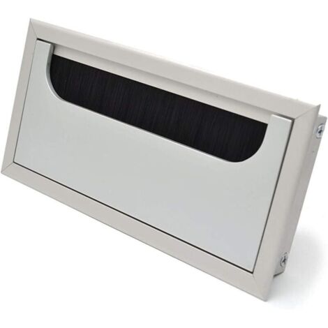 VURAHOME - Passe-câble　Couvercle Passe Câbles Fil Carrée 80x 160mm pour Encastrer sur Table de Bureau Organisateur de Cables pour Meuble Aluminium Argent Anodisé Passage de Câble Cache-Câble Lot de 4
