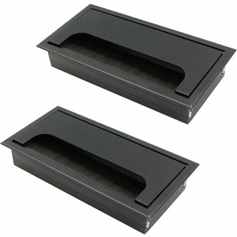 VURAHOME - Passe Cables Encastrables Bureau 2 Pièces en Alliage d'aluminium 160 mm 80 mm Avec Joint Brosse pour Bureaux Rangement et Organisation des Fils Accessoires de Bureau Robuste et Durable.