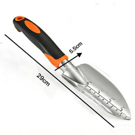 VURAHOME - Petite Pelle Jardinage, Outils de Jardinage à Main, Pelle de Jardin avec Poignée Ergonomique Outillage de Jardin pour Plantation, Repiquage, Désherbage, L'ameublissement du Sol (Orange-A)