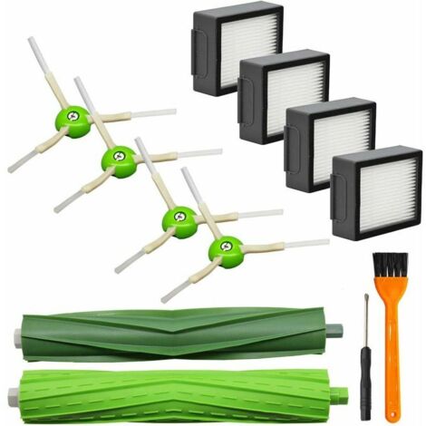 VURAHOME - Pièces De Rechange 9 Pièces Pour Aspirateur Irobot Roomba I&E Série I7 I7+ I3 I3+ I4 I4+ I6 I6+ I8 I8+/Plus E5 E6 E7, 1 Jeu De Brosses En Caoutchouc Multi-Faces, 4 Filtres D'Aspirateur Et 4