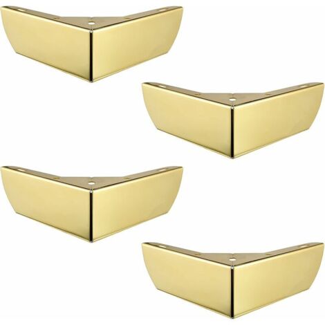 VURAHOME - Pieds DIY de Meubles de Cuisine Jambes pour Table Basse Armoires Lit Canapé Forte Pied de Chaise Bureau en Métal Doré Silencieuse Antidérapante