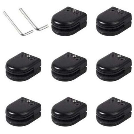 VURAHOME - Pinces à verre inoxydable 304 8pcs (noir) - Support solide pour verre 8-10mm - Anti-écaillage - Pour installation vitrée - Professionnels et bricoleurs