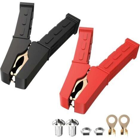 VURAHOME - Pinces crocodiles cuivre pur 500A - 2pcs pour chargeur batterie voiture/bateau - Conducteurs et durables - Démarrage véhicules - Propriétaires et mécaniciens