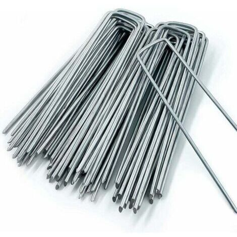 VURAHOME - Piquet de Fixation pour Toile de Paillage,50 Piquets de Jardin en Forme de U,pour Bache Anti Herbes,Sardines Camping,Clôture de Jardin,150 MM de Long,25 MM de Large,3 MM de Diamètre,