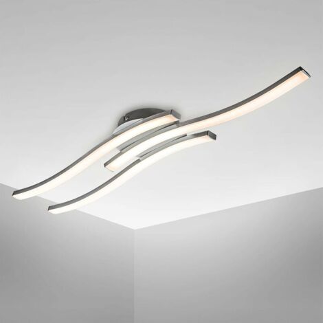 VURAHOME - plafonnier LED design moderne, éclairage plafond en forme de vague, modules LED 3x6W intégrés, 3x480Lm, lumière blanche chaude 3000K, finition aluminium, longueur 565mm