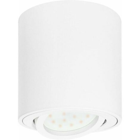 VURAHOME -Plafonnier LED en saillie Spots de plafond orientable 230V Comprend un LED 5W GU10 interchangeable 3000K Blanc chaud Ø80x84mm Downlight LED Blanc mat Rond [Classe énergétique A+]