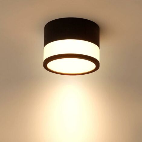 VURAHOME - Plafonnier LED Spot 12W 3000K Rond Noir Blanc Chaud Plafonnier Salon Aluminium Ø10cm 110V Luminaire Spots pour Couloir Chambre Salle à Manger Cuisine [Classe énergétique E]
