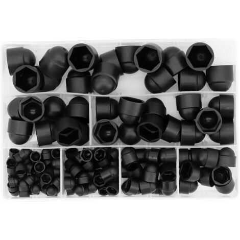 VURAHOME - Plastique Boulons Capuchon, 145 Pcs Cache Boulons Capuchon à Vis Écrou de Boulon à Dôme Noir Cache Vis Écrou de Protection