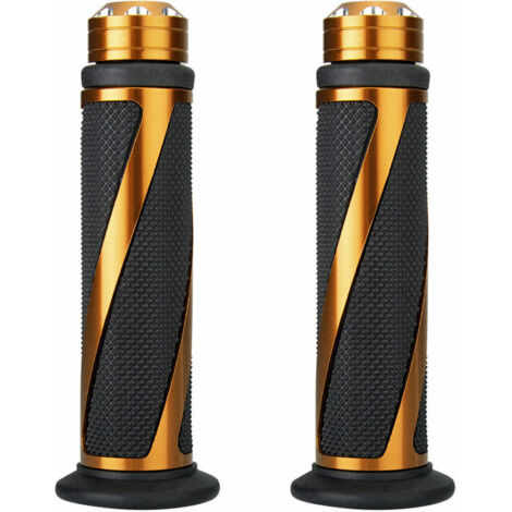 VURAHOME - Poignées universelles en caoutchouc en métal en forme de sergé de moto poignée d'accélérateur pour 7/8 ''22mm guidon vélo de sport vélo de rue - Or